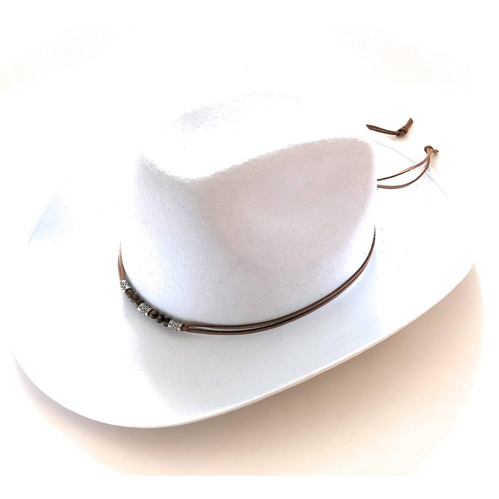 7839 Hat Band Tiger Eye Gemstone Plated Silver Charm Western Jewelry - Picture 5 of 7